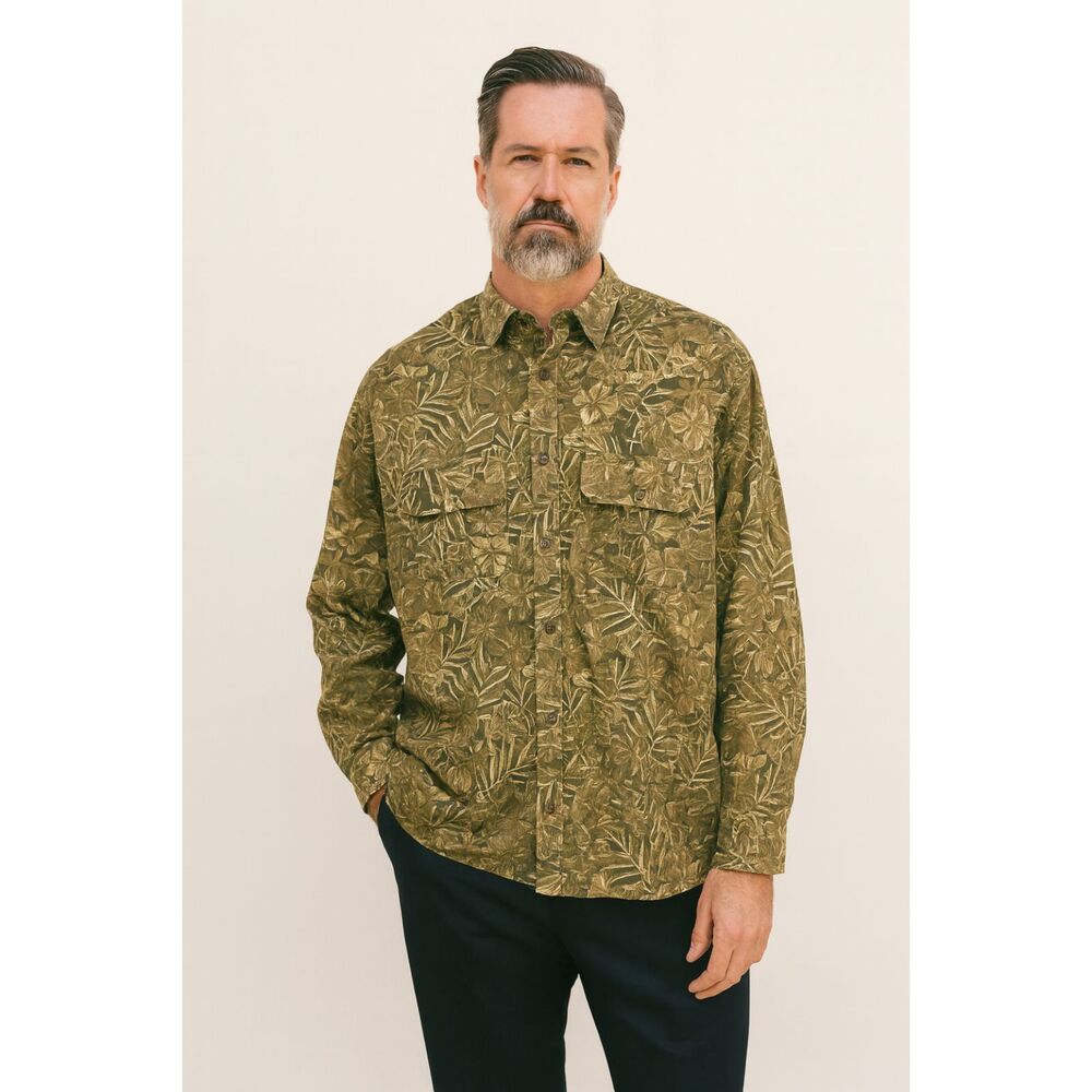 Brooks Brothers Green Camo Floral Button Up Regent Fit Shirt Top Mens Size XXL